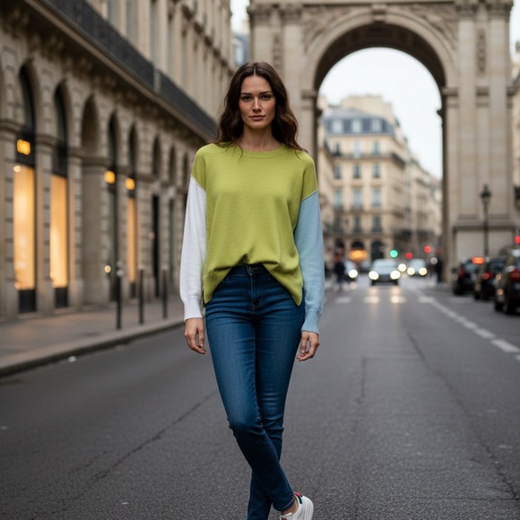 Mystree Sweaters - Color-block soft knit crewneck sweater women’s large by Mystree